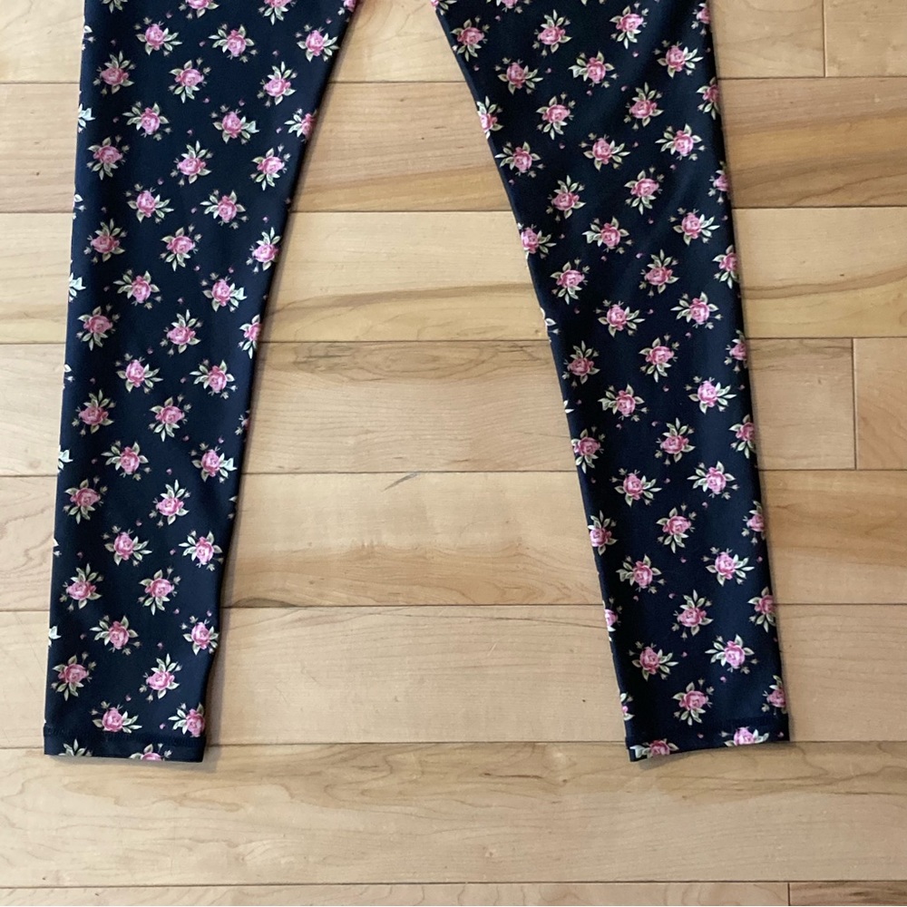 Alice + Olivia Aaron High-Rise Leggings black w ditsy floral motif size small - Picture 7 of 9